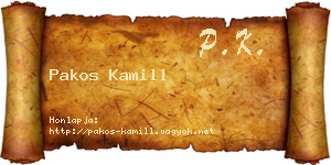 Pakos Kamill névjegykártya